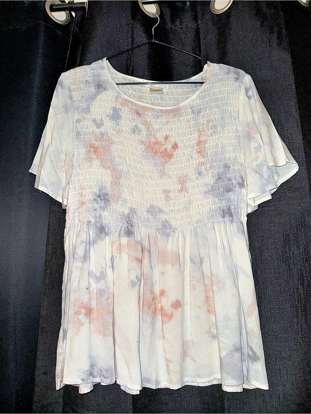 Tie dye Smocked Short Sleeve top